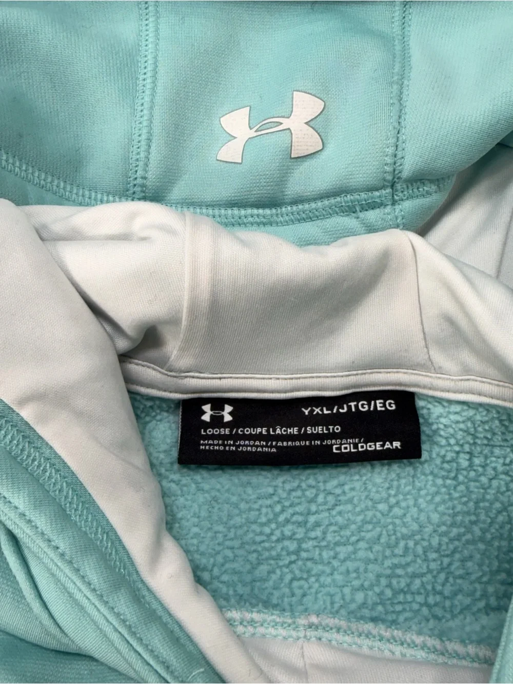 Under Armour Youth Mint Green Hoodie with Pink Logo